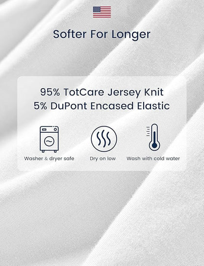 TotAha Crib Sheets for Boys Girls, Premium Soft Crib Mattress Fitted Sheet, Super Stretchy Jersey Knit Baby Sheets, Silky Comfort Baby Bed Sheets 28x52x9 Extra Deep Pocket, 2 Pack (Happy Zoo & Jungle)