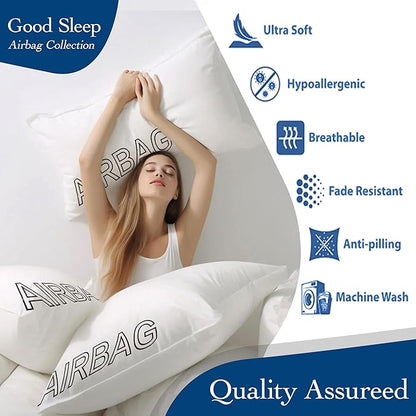Premium Fluffy & Supportive King Size Bed Pillow for Side Back Stomach Sleepers to Relief Neck Pain, Hotel Quality Feather Down Alternative Soft Pillow for Sleeping, Skin-Friendly Cooling Smooth Cover