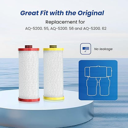 Waterspecialist Replacement for Aquasana® AQ-5200R Under Sink Water Filter, 500 Gallons Filter Life, Fit AQ-5200. 56 and AQ-5200. 62, 2 Filters
