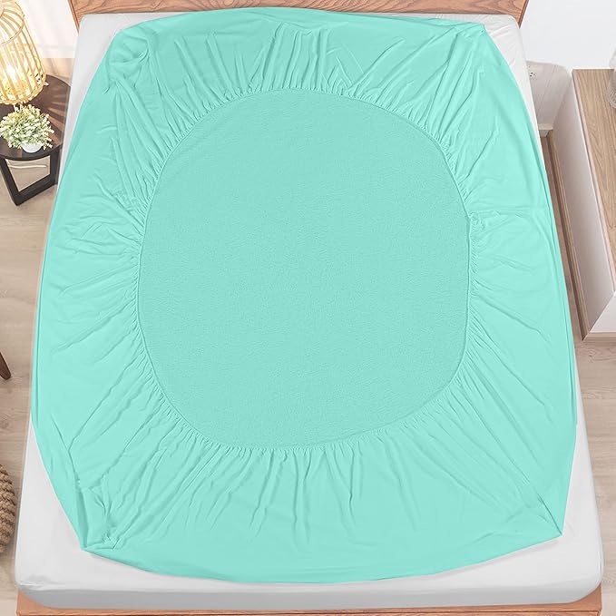 Utopia Bedding Waterproof Mattress Protector Twin Size, Premium Terry Mattress Cover 200 GSM, Breathable, Fitted Style with Stretchable Pockets (Spa Blue)