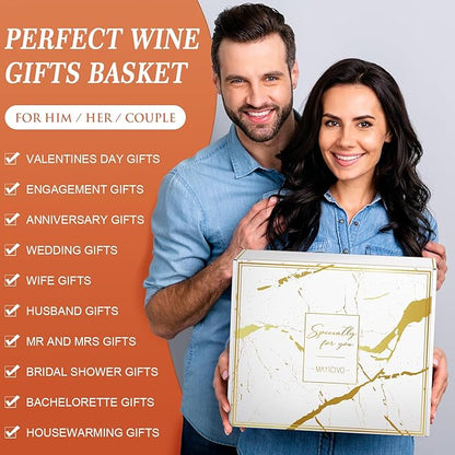 Wedding Gifts for Couples, Mr and Mrs Wine Tumblers Gifts - Engagement, Bridal Shower, Newlywed, His and Hers, House Warming -Insulated Wine Cooler Tote Bag with Glasses and Wine Accessories Gifts Set