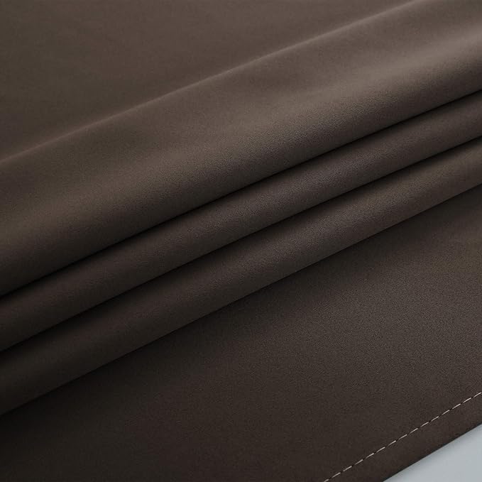 Dark Brown Blackout Curtains 2 Panels,Grommet Dark Academia Moody Curtains for Bedroom Bathroom 63 Inch Length,Coffee Colored