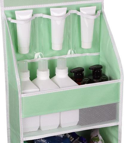 Univivi Over Door Organizer Baby Door Storage Wall Mount Storage with 3 Small PVC Pockets and 4 Large Pockets Ideal for Baby Stuff, Toiletries and Sundries (Green)