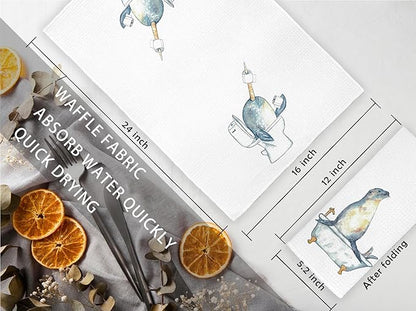 Funny narwhal sea Lion Bathroom Hand Towels Set of 2 - sea Lion Decorations, narwhal Decor, narwhal Gifts for Girls Kids Women Men, sea Lion Lovers Gifts, 16x24 in