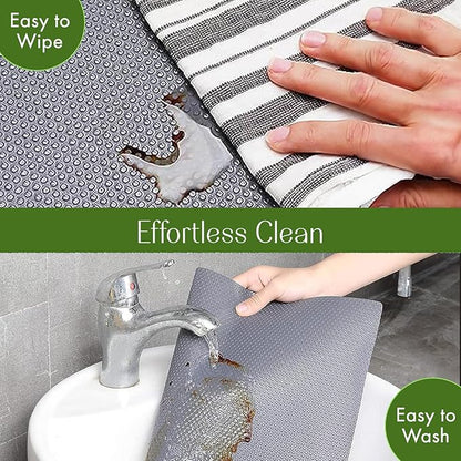 EVALAND 17.7 INCHES x 33 FEET (394 Inches) Non-Slip Shelf Liner, EVA Kitchen Liner, Non-Adhesive Liner, Smooth Drawer Liner, Durable Strong Grip Liner, Stain-Proof Shelf, Cabinet Liner, Grey