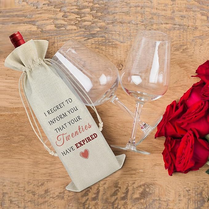 21st Birthday Gifts for Girls Boys Wine Bag 21st Birthday Gifts for Women Men Birthday Gift for Son Daughter 21 Year Old Gifts 21st Birthday Party Decors Cotton Burlap Wine Wrap Bag Turning 21 Gift