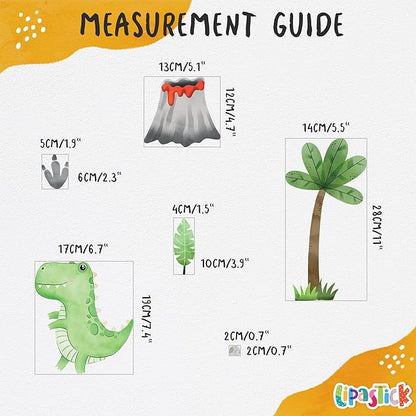 Dinosaur Wall Decals by Lipastick - Watercolour Dinosaur Kids Wall Stickers - Dinosaur Footprints Silhouettes Decals for Walls – Peel and Stick Decal for Kids Bedroom Nursery S Size
