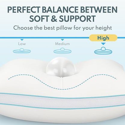 Bed Pillows Queen Size - Premium Luxury Hotel Quality Cooling Bed Pillows for Sleeping,Soft Fluffy & Memory Foam Filling,Support Loft Gusseted Bed Pillows for Side and Back Sleepers (High)