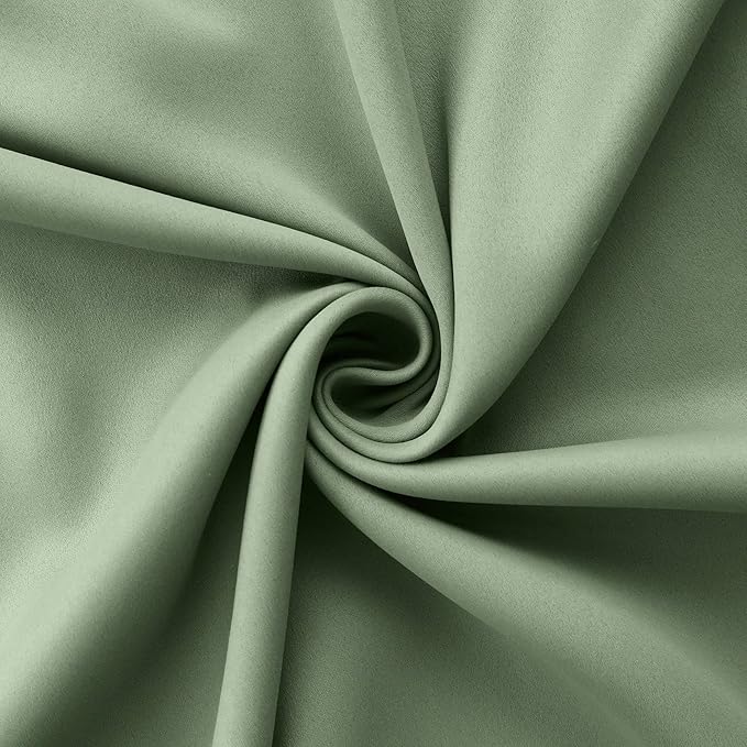 Mrs.Naturall Short Blackout Curtains for Windows Bedroom 45 Inch Length,Sage Green Curtains for Bathroom Window,45 Inches Long 2 Panels Set,Light Green