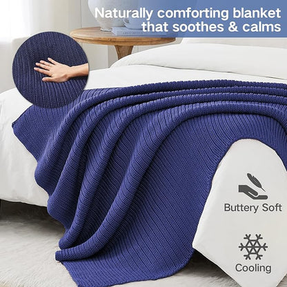 Knitted Weighted Blanket(Orange 50"x60" 10lbs),Home Décor Cooling Throw Blanket for Hot Sleepers,Hand Made Chunky Knit Heavy Blanket or Adults Use on Twin Size Bed
