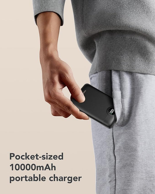 Mini Portable Charger with Built-in Cables 22.5W Fast Charging Power Bank USB-C Small Battery Pack 10000mAh Travel Essential Slim Battery for iPhone, Samsung, Android, and More