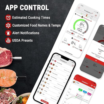 ThermoPro Twin TempSpike Wireless Meat Thermometer with 2 Meat Probes, 500FT Bluetooth Meat Thermometer with LCD-Enhanced Booster for Turkey Beef Rotisserie BBQ Grill Oven Smoker Thermometer
