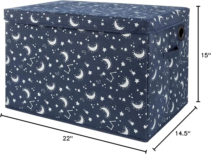 Sammy & Lou Collapsible Felt Soft Toy Box Toy Chest for Toddlers Toy Storage Organizer with Handles and Hinged Lid, 22 x 14.5 x 15 inches, Constellation