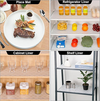 Cooyes Shelf Liner Drawer Liners, Shelf Liners for Kitchen Cabinets, Non Adhesive Cabinet Liner, EVA Waterproof Oil-Proof Non-Slip Refrigerator Liners for Shelves (Transparent, 24 Inches x 10 FT)