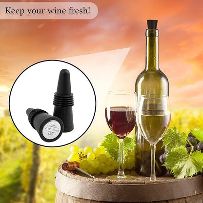 Champagne Stoppers for Sparkling Bottle Sealing - Saver Accessories Toppers for Wine Napa Moet Bottega - Cone-shaped wine stoppers and Dual-sided Stainless Steel Cover Bottles Set (Pink 2 & 2)