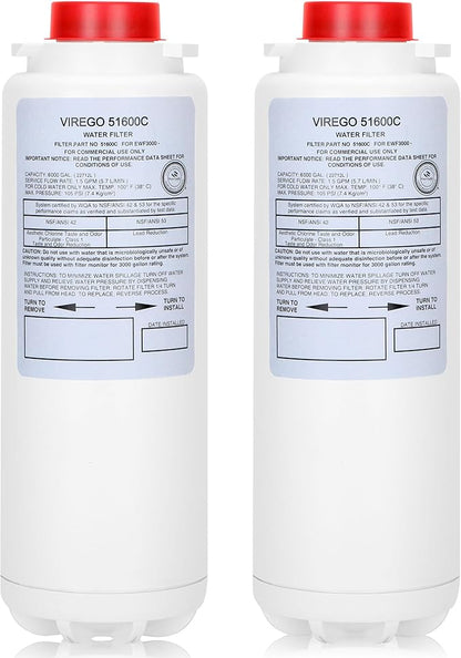 51600C Filter, for Elkay 51600C Replacement Filter, Water Filter 51600C Compatible with Ezh2o Filter Replacement Bottle Filling Station, By NSF/ANSI 42 Certified, Filters 51600C No Chip 6000 Gal (2PC)