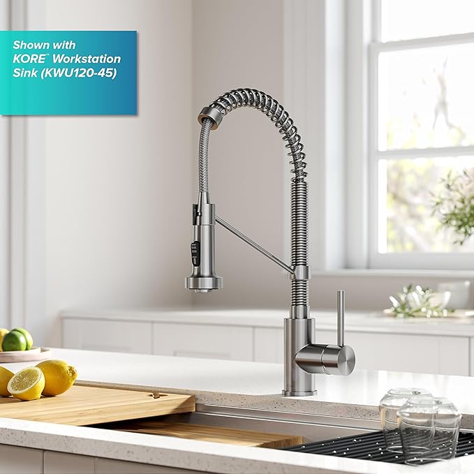 Kraus KSF-1610SFS Bolden Touchless Sensor Commercial Pull-Down Single Handle 18-Inch Kitchen Faucet, Spot Free Stainless Steel