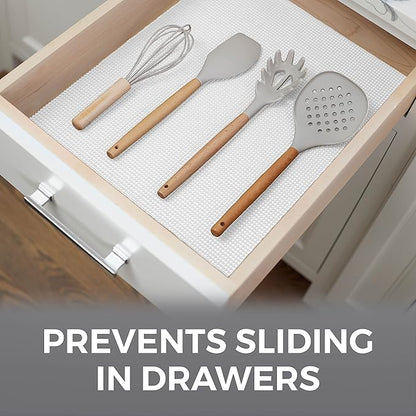 HOME GENIE Drawer Shelf and Cabinet Liner, Durable with Strong Grip, 12 Inch x 20 FT, Non Adhesive Liners Protect Kitchen Cabinets and Cupboard, Bathroom Drawers and Shelves, Desks, Pure White