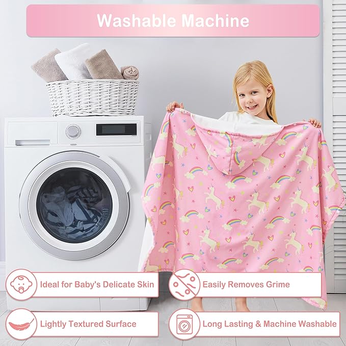 Kids Bath Hooded Towels, Kids Beach Towel for Boys Girls Super Soft and Absorbent, Beach | Pool | Bath | Swim Towels for Baby Kids Ages 0-8, 30X50 in, Unicorn