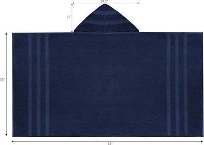 Hooded Bath Towel Wrap - 100% Cotton Popcorn Large Oversized Hooded Kids Towel - Toddler Shower Pool Beach Towel - 600 GSM - Soft Absorbent Quick Dry Easy Care Gift - 30x52 inches - Navy