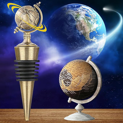 LKKCHER Earth Globe Wine Stopper, Wine Gifts for Men Women, Bottle Stoppers for Wine Champagne, Birthday Gifts, Wine Saver, Wine Accessories