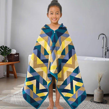 VOOVA & MOVAS Toddler Towels for Kids (3-10Years) - Absorbent 100% Cotton Thick 500GSM Pool Towels,Perfect for Bath | Beach | Pool | Swim, Jacquard, Blue