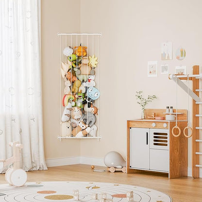 GRANNY SAYS Stuffed Animal Storage, Corner Stuffed Animal Holder for Toy Storage, Large Adjustable Length Stuff Animal Organizer, Kids Toy Shelf Organizer for Bedroom Nursery Playroom, Grey