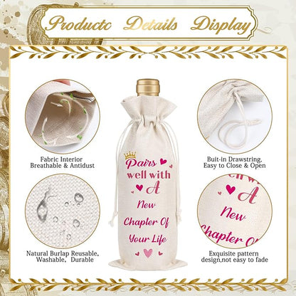 Wxiben New Beginning Gifts for Women - New Job Wine Gift Bag Going Away Gift for Friends Leaving Gifts for Coworker New Business Owner Gifts Engagement Farewell Goodbye Gift for Colleague Boss
