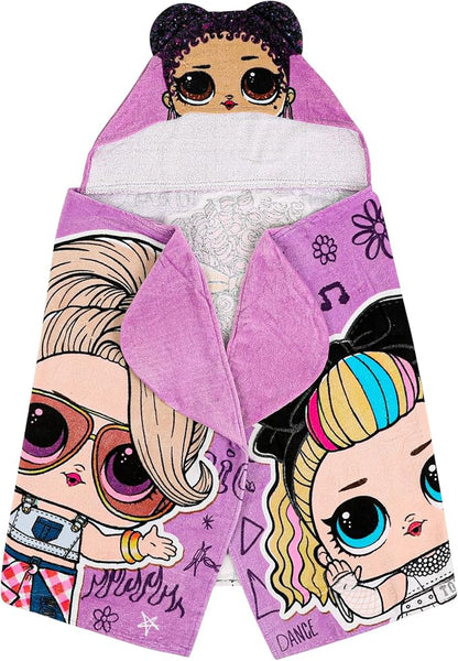 Franco LOL Surprise Kids Purple Queen Bath Beach Hooded Towel 24 in x 50 in