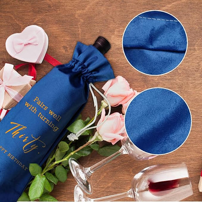 LANBAIHE 30th Birthday Gifts for Her,30th Birthday Gift for Women Men, 30 Years Old Birthday Gifts Wine Bag, 30th Birthday Decorations Party Supplies- 1994 Birthday (30th Birthday-Blue)