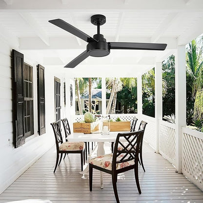 NicBex Ceiling Fan 52 Inch Ceiling Fan without Light Ceiling Fans with 3 ABS Blades and Remote Control Reversible DC Motor Ceiling Fan for Bedroom, Living Room, Black