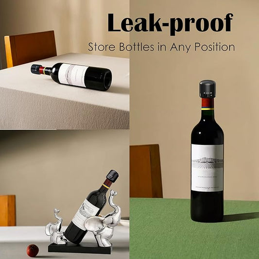 Wine Stoppers for Wine Bottles, Silicone Reusable Corks Wine Preserver, Cute Wine Accessories - Set of 2