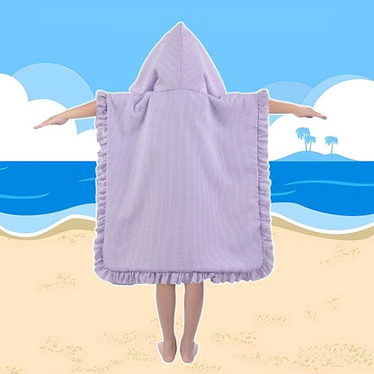 Hooded Towels for Kids,Toddler Bath Towel Swim Cover Up for Ages 3-10 Girls Boys Pool Towels Soft Thick 30"x30" Microfiber Poncho Towel（Purple）