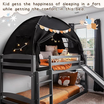 Twin Size Bed Canopy Bed Tents Dream Tent on Bed Privacy Space Blackout Sleeping Tents Indoor Breathable Portable Cottage Drafty Room Floor Bed Tents (Black)