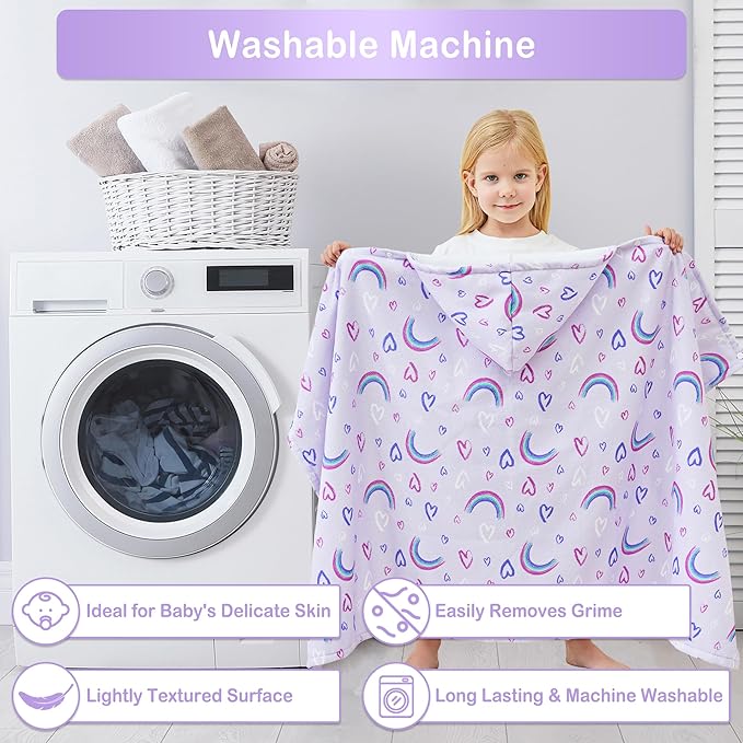 Kids Bath Hooded Towels, Kids Beach Towel for Boys Girls Super Soft and Absorbent, Beach | Pool | Bath | Swim Towels for Baby Kids Ages 0-8, 30X50 in, Rainbow