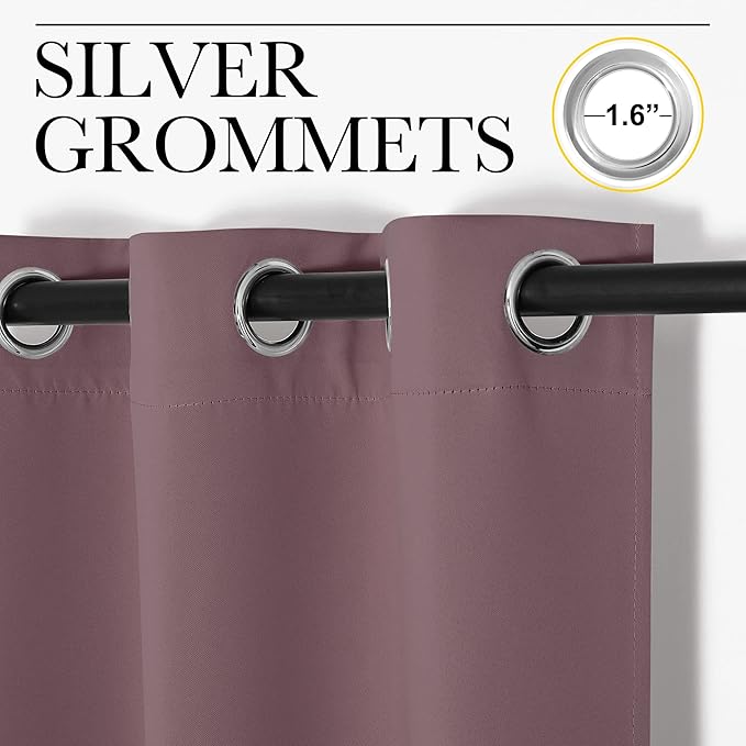 NICETOWN Dry Rose Blackout Curtains 90" Long for Office, 55" Wide, 2 Pieces, Dining Room, Guest Room, Sound Reducing Heat and Cold Block Curtain Panels for Modern Room Decorative