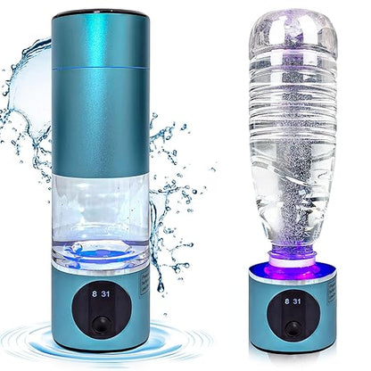 Hydrogen Water Bottle Generator–5000PPB Hydrogen Water Machine–Hydrogen Bottle Water with Adjustable Speed – Food-Grade Water Ionizer–Blue Pro