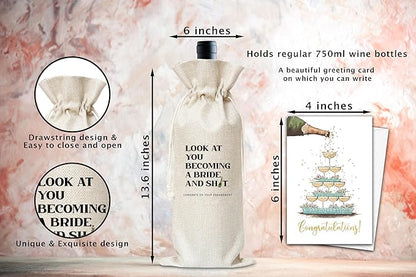 Engagement Wine Gifts Bag, Gifts For Wedding Engagement Marriage Honeymoon Bride Shower Reusable Wine Bag, Champagne Gifts Bag, Gifts For Newly Engaged Couples Bride Women Sister Friends-30