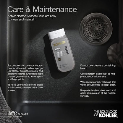 KOHLER K-8206-CM3 Cairn Sink, 33 in, Matte Taupe