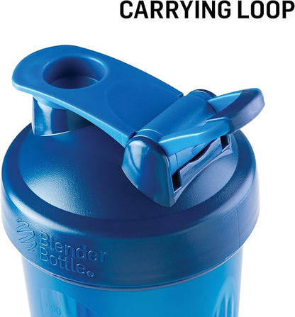 BlenderBottle Classic Loop Top Shaker Bottle, 28oz, Clear/Blue