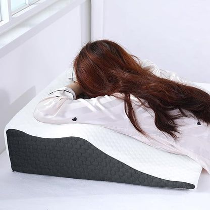 HOMBYS 8" Bed Wedge Pillow for Back & Side Sleepers, Wave-Shaped Design Fit The Neck Curve, Back Support & Neck Elevation Pillow, Slow Rebound Foam Filling Supportive Pillow with Breathable Cover