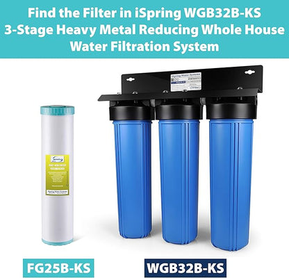 iSpring FG25B-KS High Capacity Heavy Metal Reducing GAC and KDF Whole House Water Filter Replacement Cartridge, 4.5” x 20”
