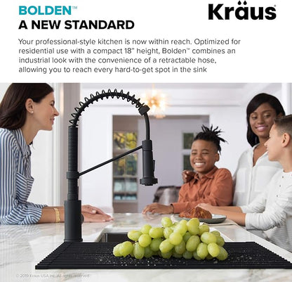 Kraus KPF-1610SFS-KSD-43SFS Bolden 18-Inch Single Handle Commercial Style Pull-Down Kitchen Faucet with Soap Dispenser, Spot Free Stainless Steel