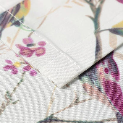 Leeva Farmhouse Linen Textured Kitchen Tiers, Vivid Purple Bird Print Short Window Curtains for Living Room Bathroom Cafe, Rod Pocket Home Decor Drapes, 2 Panels Pair, 29 x 30 Inches