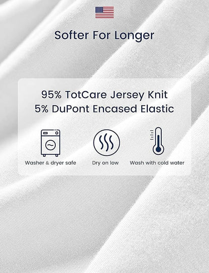 TotAha Premium Soft Graco Pack n Play Sheets Fitted, Super Stretchy Jersey Knit Mini Crib Sheets Fitted, Silky Comfort Pack and Play Mattress Sheets, 2 Pack (Happy Zoo & Jungle)