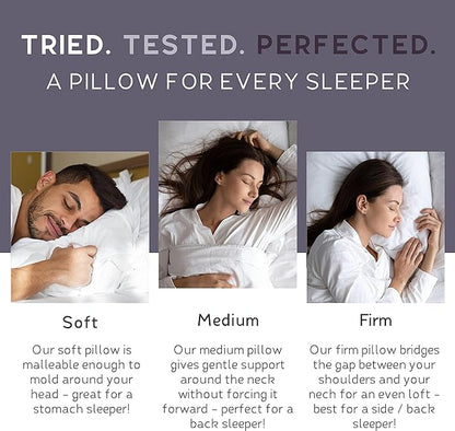 Lincove 100% European Down Venus Pillow – German Down 600 Fill Power, 400 Thread Count Shell, Made in Canada, | Luxe Collection, Queen - Medium