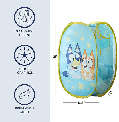 Bluey Pop Up Hamper with Durable Carry Handles, with Bluey and Bingo, 21'' H x 13.5'' W X 13.5'' L