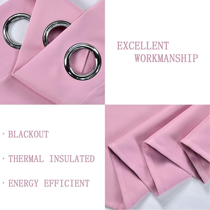 Pink Valance for Girls Bedroom Blackout Grommet Top Valance Window Treatment for Living Room Short Straight Drape Valance for Nursery Baby Girls Room 70X18 1 Panel