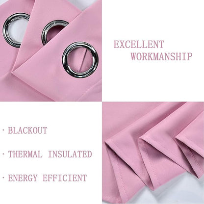 Pink Valance for Girls Bedroom Blackout Grommet Top Valance Window Treatment for Living Room Short Straight Drape Valance for Nursery Baby Girls Room 70X18 1 Panel