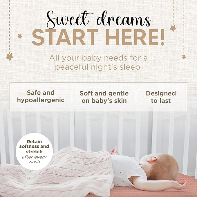 Bassinet Fitted Sheets - Compatible With Fisher Price Bassinet Soothing Motions, Stow and Go, Rock with Me & Soothing View Bassinet | 100% Organic Jersey Cotton - Light Pink + Dark Pink | 32x16 2 Pack